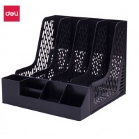 得力(deli)四联带笔筒收纳桌面文件框