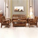 悦山 木制沙发现代中式组合家具客厅接待沙发 三人位
