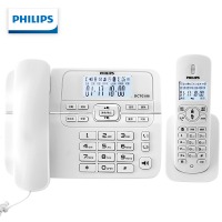 飞利浦 PHILIPS 数字无绳电话机 无线固定座机电话子母机办公家用 一键拨号/电话本 DCTG188一拖一 白色