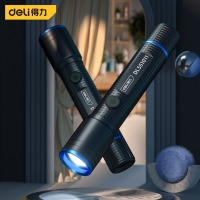 得力（deli）强光远射手电筒可充电式LED多功能迷你变焦家用防水袖珍照明灯 500mAh