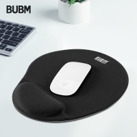 BUBM 鼠标垫护腕硅胶手腕垫记忆棉立体鼠标垫电脑办公加厚鼠标垫 黑色 不规则款