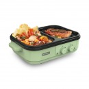 HYUNDAI 家用多功能双锅分区独立温控料理锅 一体电烤锅 绿色 QC-FG1647