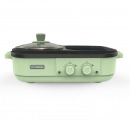 HYUNDAI 家用多功能双锅分区独立温控料理锅 一体电烤锅 绿色 QC-FG1647