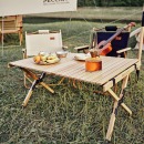 伯希和户外折叠桌实木蛋卷桌露营便携式桌子家用庭院野餐桌16106105尺寸122*60*43