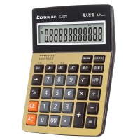 齐心(Comix)12位宽屏语音计算器 财务/金融计算机 学生/办公用品 金色C-1372