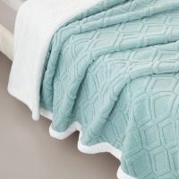 水星家纺毛毯加厚冬天午睡毯子办公室空调毯毛绒毯 200×230 云羽纳瑞 蓝