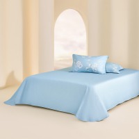 罗莱家纺超柔床品100%纯棉四件套全棉床单被套床上用品 蓝220*250cm